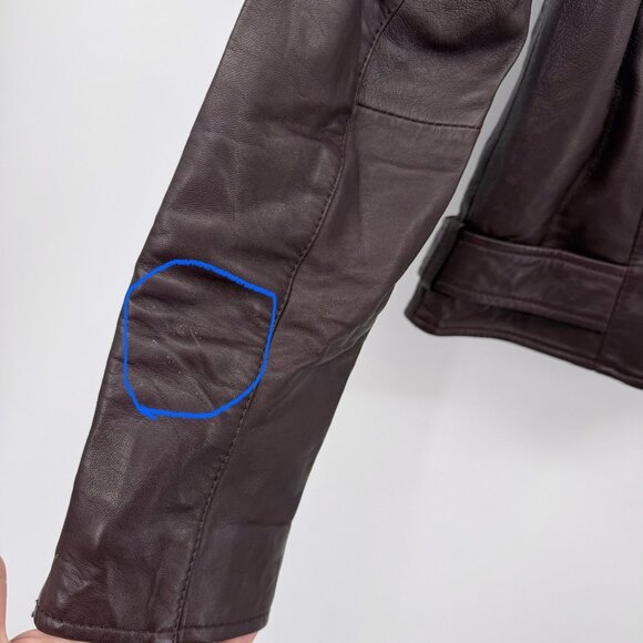 Quince Women's Port Leather Motorcycle Jacket sz M Medium Sheep Leather Belted - Picture 13 of 16